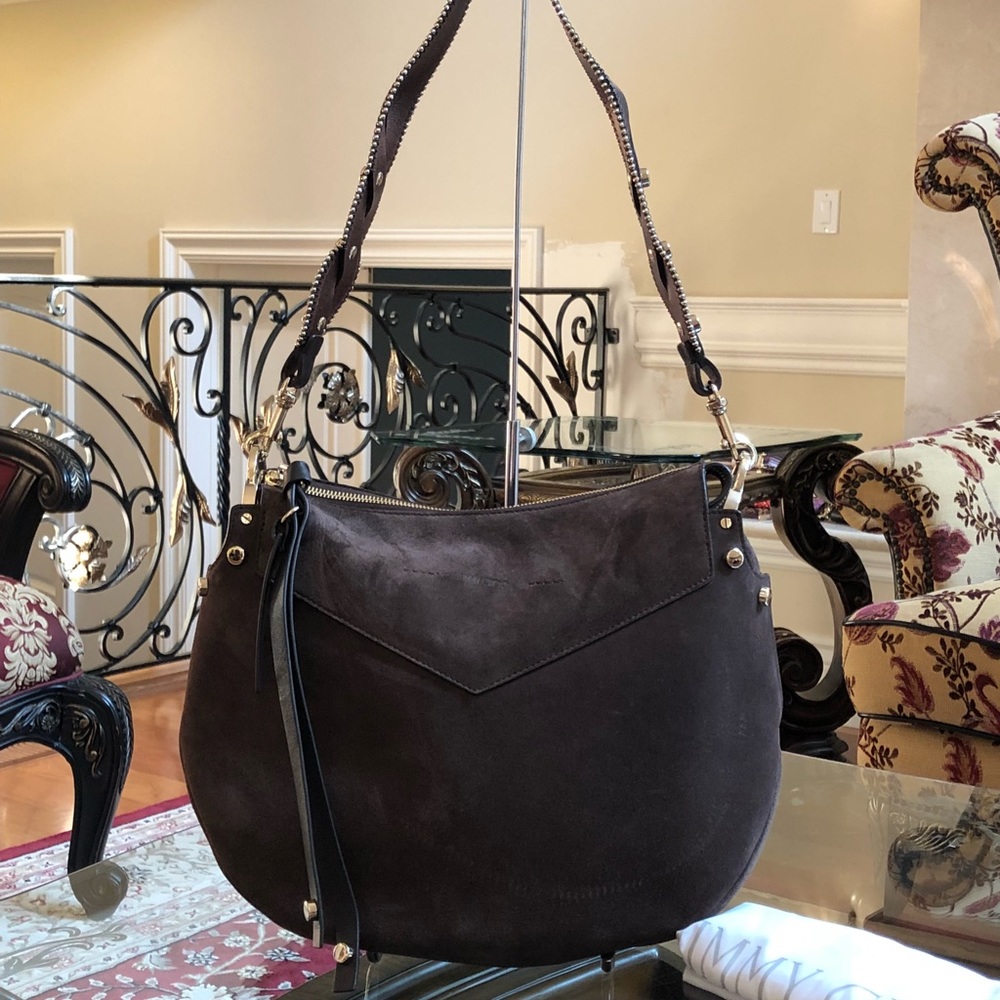 Jimmy Choo Dark Brown Suede Shoulder Bag